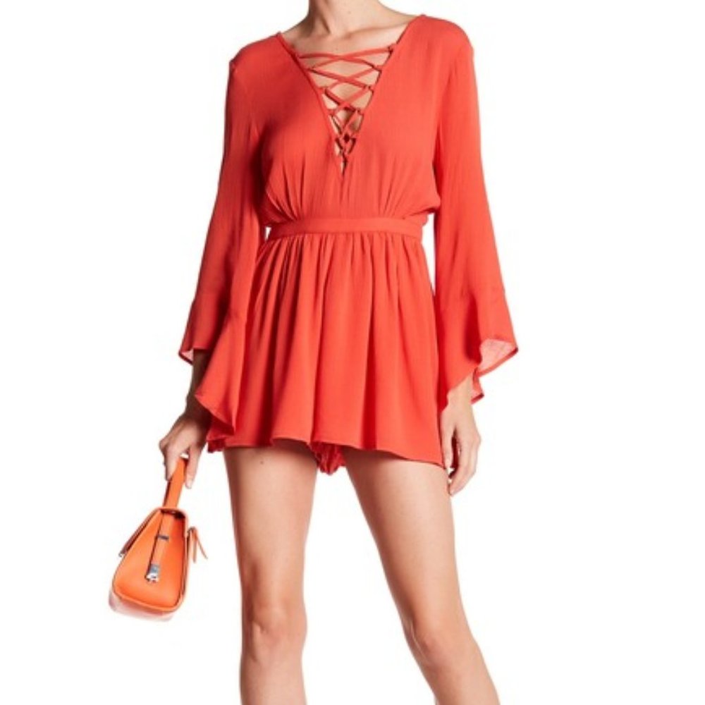 DANCE AND MARVEL RUFFLE SLEEVE ROMPER
